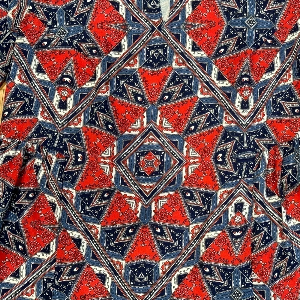 Anthropologie Paper Crown Handkerchief Print Dress Small Boho Long Sleeve Dress - Picture 8 of 8